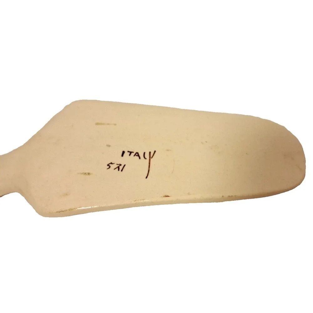 Vintage Italian Hand Made Floral‎ Design Ceramic Pie Cake Server Hand Painted